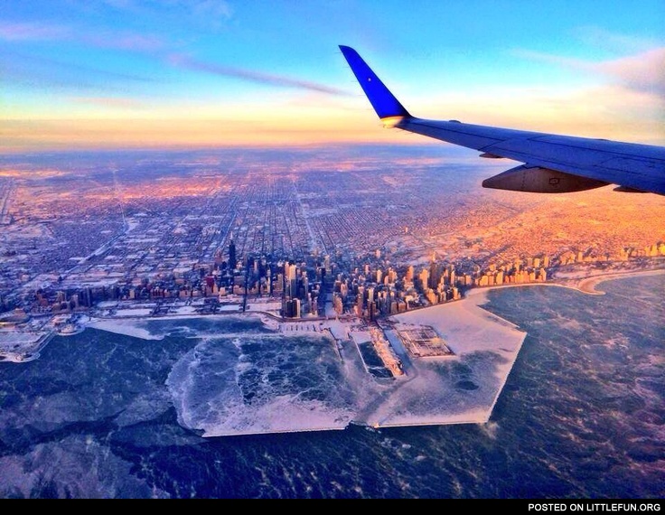 Chicago's deep freeze captured from above