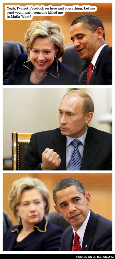 Obama, Clinton and Putin playing Mafia Wars