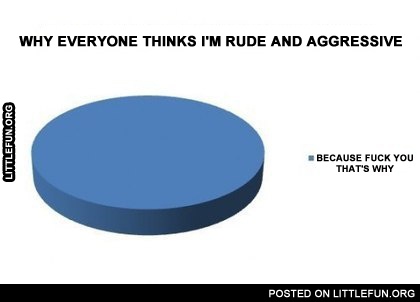 Why everyone thinks I'm rude and aggressive. Because f**k you, that's why.
