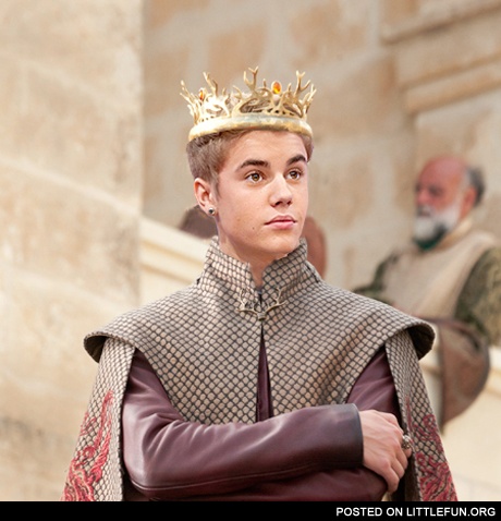 Two most hated persons in one photo. Justin Bieber as King Joffrey.