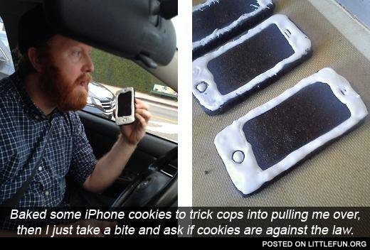 Baked some iPhone cookies to trick cops into pulling me over.