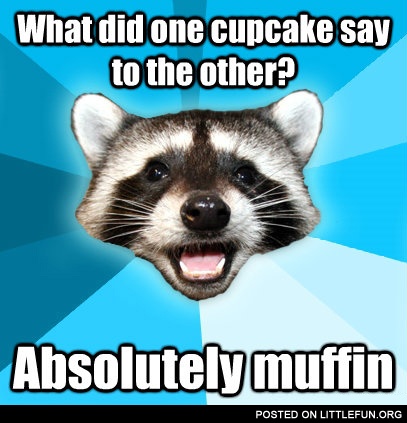What did one cupcake say to the other? Absolutely muffin.