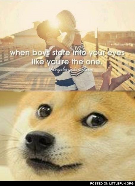 When boys stare into your eyes like you are the one. Doge.