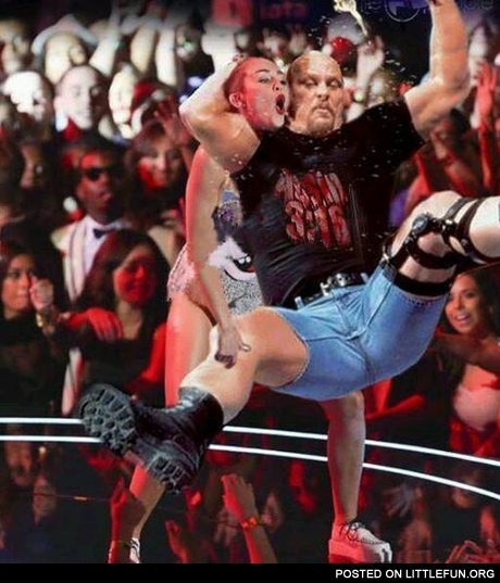 Miley Cyrus wrestling ball.