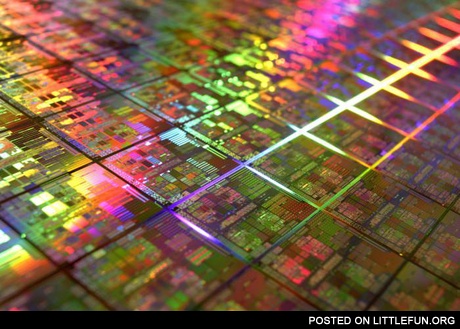 This microchip looks like a city from above.