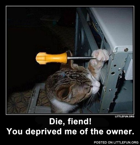 Die, fiend! You deprived me of the owner.