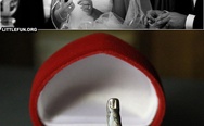 Funny wedding. Middle finger ring.
