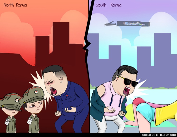 North Korea vs. South Korea.