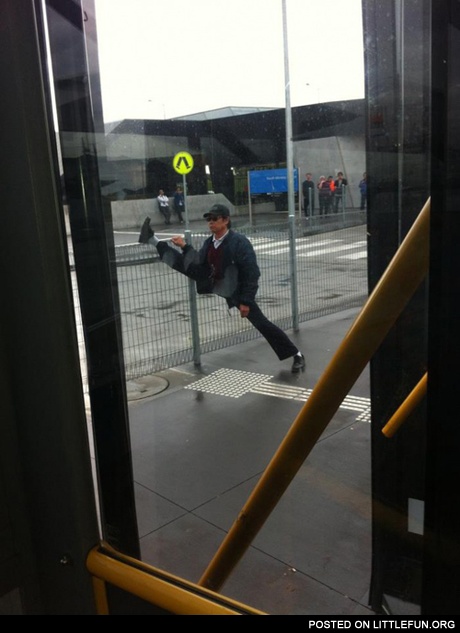 Our bus driver is preparing for a trip.