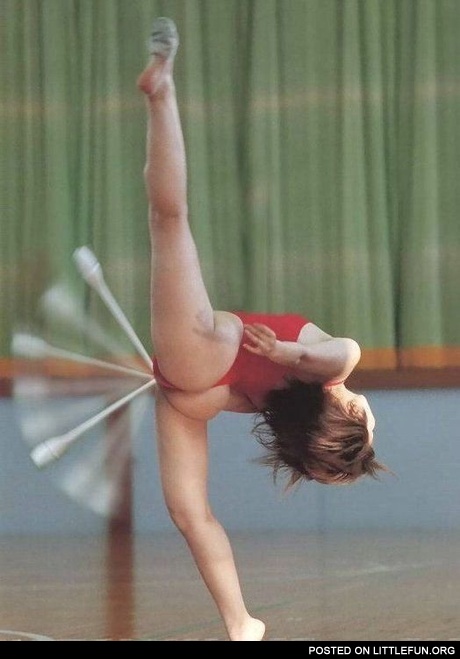 A gymnast girl. Hey guys, watch how I can!