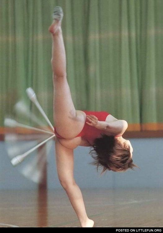 A gymnast girl. Hey guys, watch how I can!