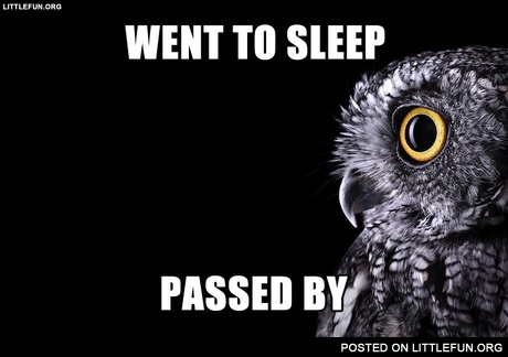 Went to sleep. Passed by.
