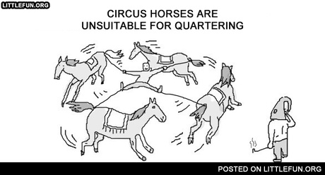 Circus horses are unsuitable for quartering.