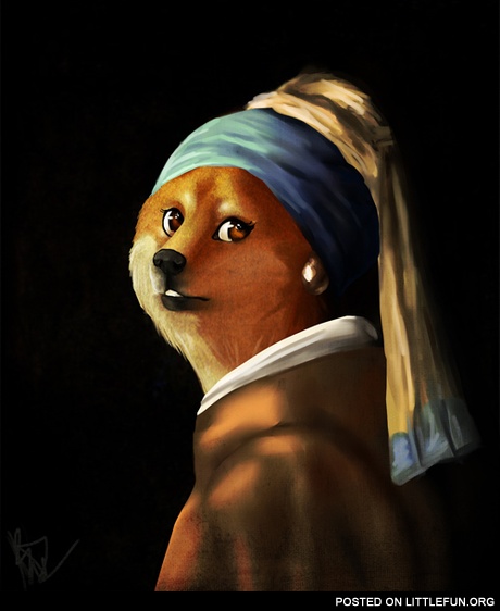 Doge with a pearl earring.