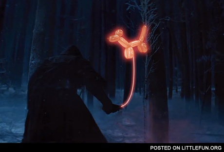 Lightsaber balloon dog.
