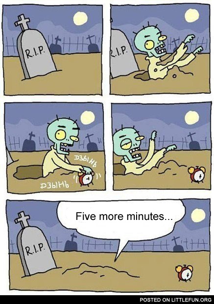 Five more minutes. Zombie.
