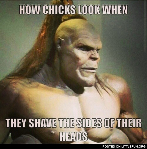 How chicks look when they shave the sides of their heads.