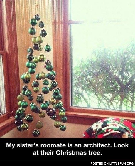 My sister's roomate is an architect. Look at their Christmas tree.
