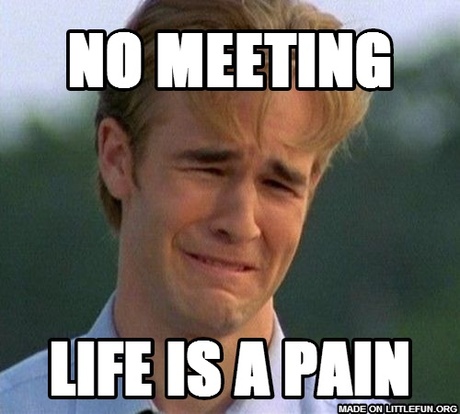 1990s First World Problems: NO MEETING, LIFE IS A PAIN