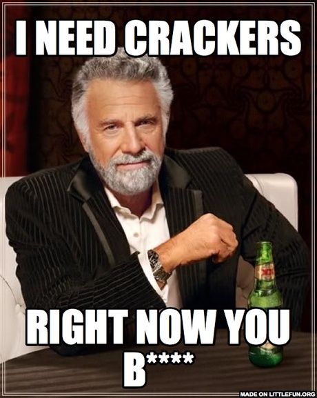 The Most Interesting Man In The World: I NEED CRACKERS, RIGHT NOW YOU B****