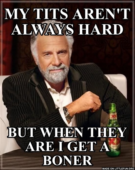 The Most Interesting Man In The World: My t*ts aren't always hard, But when they are I get a boner