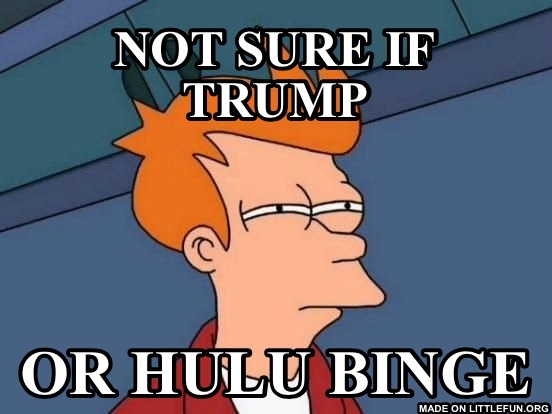 Futurama Fry: not sure if trump, or Hulu binge