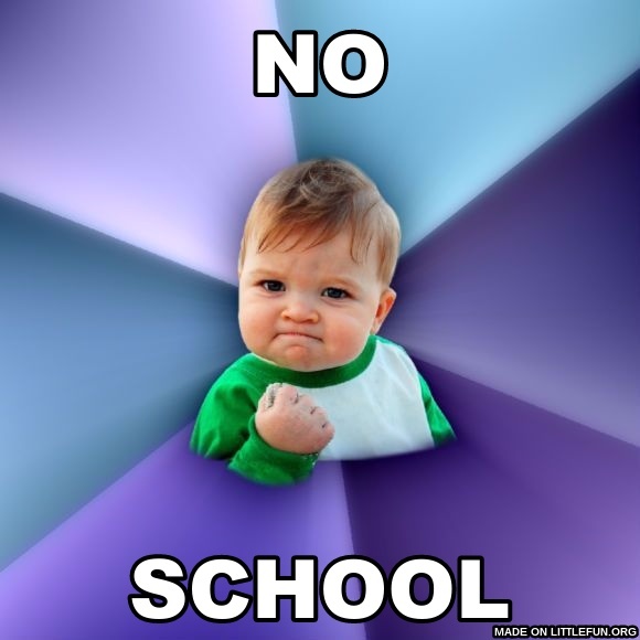 Success Kid: no, school