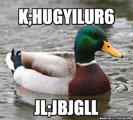 Actual Advice Mallard: k;hugyilur6, jl;jbjgll