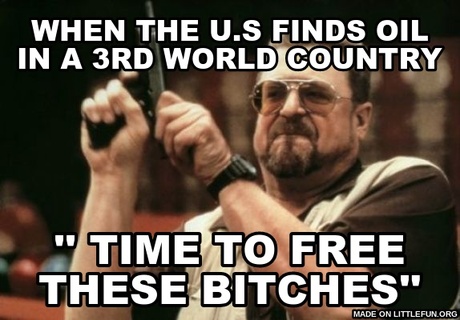 Am I The Only One Around Here: When the u.s finds oil in a 3rd world country, '' time to free these b*tches''