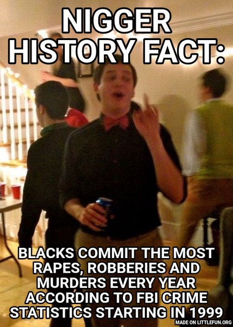 Jay Knows Facts: N*gger history fact:, Blacks commit the most rapes, robberies and murders every year according to FBI crime statistics starting in 1999