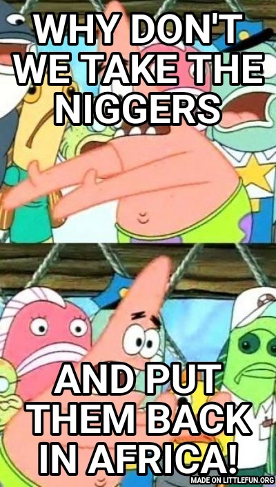 Put It Somewhere Else Patrick: Why don't we take the n*ggers, And put them back in Africa!