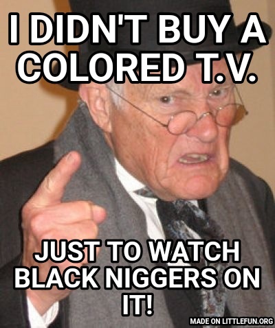 Back In My Day: I didn't buy a colored t.v., Just to watch black n*ggers on it!